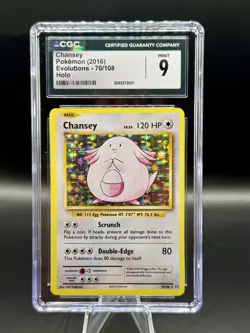 CGC 9 Chansey Holo 70/108 Pokemon XY Evolutions English 2016 - Image 1