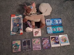 Pokemon TCG + Rockruff Plush + Stickers Lot - Image 1