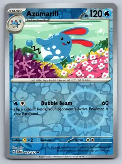 Azumarill 34/142 Uncommon Stellar Crown Pokemon Reverse Holo Near Mint - Image 1