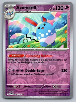 Azumarill 074/191 Uncommon Surging Sparks Pokemon Reverse Holo Near Mint - Image 1