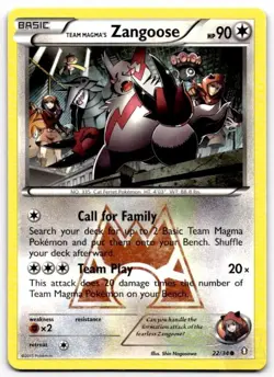 Team Magma's Zangoose 22/34 Common Double Crisis Pokemon Moderately Played - Image 1