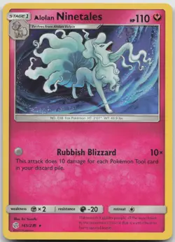 Alolan Ninetales 145/236 Holo Rare Cosmic Eclipse Pokemon Holo Near Mint - Image 1