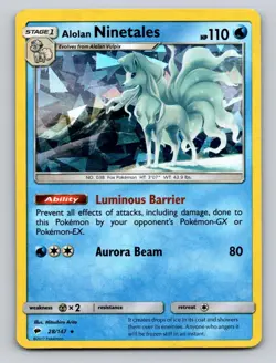 Alolan Ninetales (Cracked Ice Holo) 28/147 Holo Deck Exclusives Pokemon Holo LP - Image 1