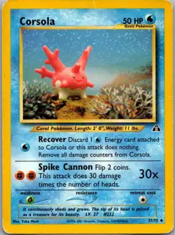 Corsola 37/75 Neo Discovery Uncommon Unlimited Pokemon - Image 1