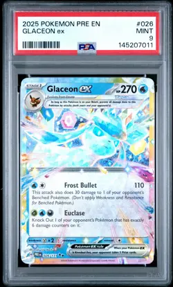 2025 POKEMON PRE EN-PRISMATIC EVOLUTIONS #026 GLACEON EX PSA 9 - Image 1