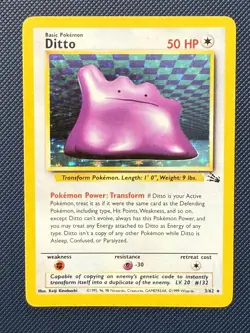 Pokemon TCG Ditto Fossil 3/62 Holo Unlimited Holo Rare 1999 WOTC - Image 1