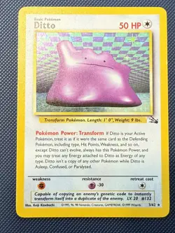 Pokemon TCG Ditto Fossil 3/62 Holo Unlimited Holo Rare 1999 WOTC - Image 2