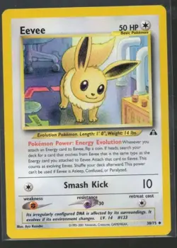 Pokemon TCG Eevee 38/75 Neo Discovery Unlimited Regular HP - Image 1