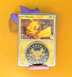 Pikachu 051 /162 Stamped 2026 Pokemon Day 30 Promo TCG With Coin - Image 1
