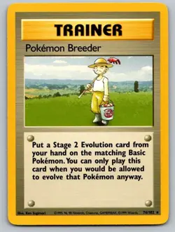Pokemon Breeder 76/102 Rare Base Set Unlimited Pokemon Lightly Played - Image 1