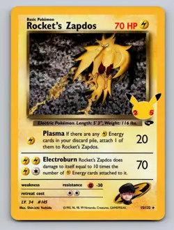 ROCKET'S ZAPDOS 15/132 HOLO CELEBRATIONS: CLASSIC COLLECTION POKEMON NM - Image 1