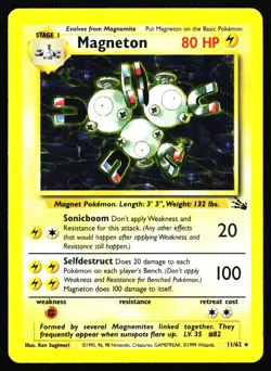 MAGNETON 11/62 HOLO RARE FOSSIL POKEMON UNLIMITED HOLO MP - Image 1