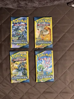 Pokemon Sun & Moon Unbroken Bonds 3 Card Mini Booster Pack - 4 Packs - Art Set - Image 1