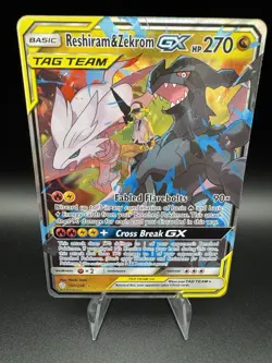 Reshiram & Zekrom GX 157/236 Pokemon Cosmic Eclipse Sun & Moon Card Near Mint - Image 1