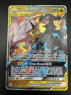 Reshiram & Zekrom GX 157/236 Pokemon Cosmic Eclipse Sun & Moon Card Near Mint - Image 3