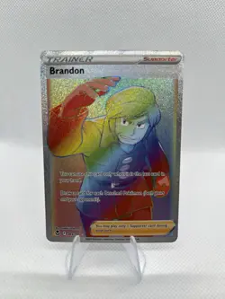Pokemon Silver Tempest BRANDON Trainer Rainbow Rare 203/195 - Image 1