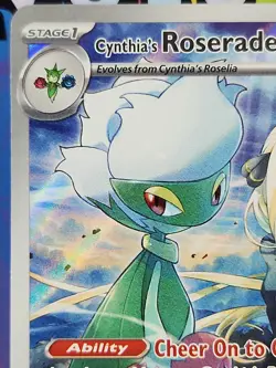 Pokemon Cynthia's Roserade Illustration Rare Full Art Holo 184/182 HP 130 - Image 2