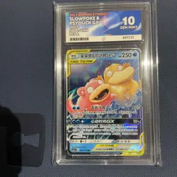 Pokemon S-Chinese Slowpoke & Psyduck GX 004/150 Tag Team CSM2aC Grade 10 - Image 1
