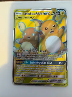 Raichu & Alolan Raichu GX 220/236 - Unified Minds Tag Team Full Art Pokemon TCG - Image 1