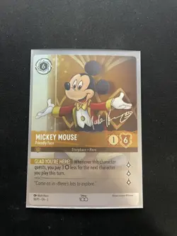 Mickey Mouse Friendly Face 18/P1 Disney Lorcana D100 Foil Promo Autograph NM - Image 1