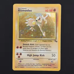 Pokemon TCG Card Hitmonlee 7/62 Fossil Unlimited Holo Rare - MP - Image 1