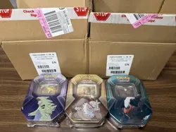 Pokemon TCG Lot of 12 Triple Whammy Collector Sealed Tin, Set in Factory Boxes. - Image 2