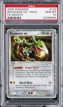 2005 POKEMON EX DEOXYS #102 RAYQUAZA EX-HOLO PSA 10 - Image 1