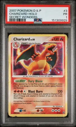 PSA 1 2007 Pokemon Diamond Pearl Secret Wonders Charizard 3/132 Holo Foil Rare - Image 1