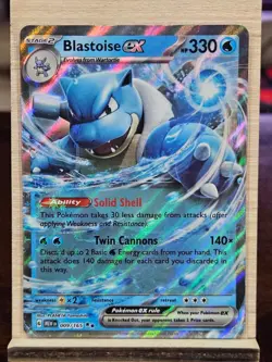 Pokemon TCG Blastoise ex Scarlet & Violet-151 009/165 Holo Double Rare PKMN - Image 1
