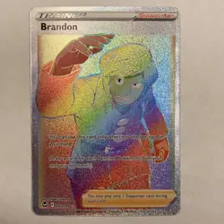Brandon Full Art Secret Rare 203/195 Silver Tempest Holo Trainer Pokemon TCG - Image 1