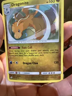 Pokemon TCG Dragonite 119/181 Sun & Moon Team Up Cosmos Holo Rare Promo w/swirl - Image 1