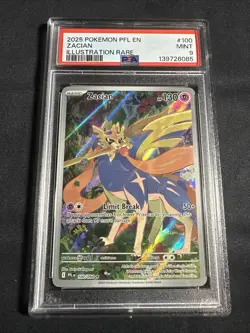 Pokemon Zacian Phantasmal Flames Illustration Rare 100/094 PSA 9 - Image 1