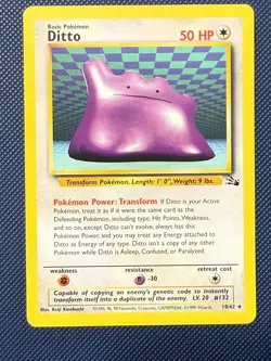 Pokemon Ditto Card WOTC 18/62 Fossil Regular Non-Holo Rare Condition - Image 1