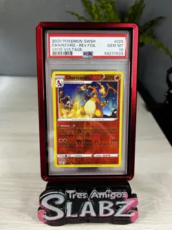 2020 Pokemon Charizard Reverse Holo Foil Vivid Voltage #025 PSA 10 Gem Mint - Image 1