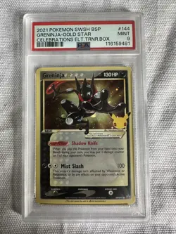 2021 POKEMON SWSH BLACK STAR PROMO #144 GRENINJA-GOLD STAR PSA 9 - Image 1