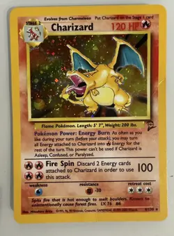 Charizard Base Set 2 4/130 Holo Rare Holo 120 HP English Pokemon TCG Creased - Image 1