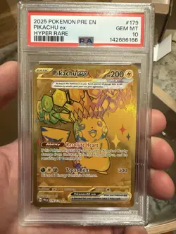 Pokemon TCG 2025 Pikachu ex 179/131 Prismatic Evolutions Hyper Rare Holo PSA 10 - Image 1