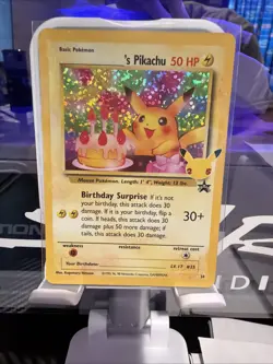 Pokemon Pikachu TCG Birthday Celebrations Holo Rare NM - Image 1
