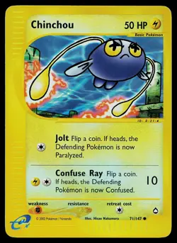 Pokemon Card - Chinchou Aquapolis 71 Reverse Holo Common - Image 1