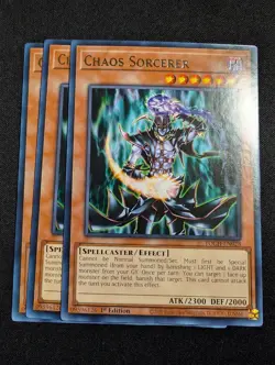 Yugioh - 3x Chaos Sorcerer TOCH-EN028 1st Edition Rare NM - Image 1