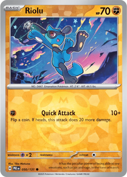 Riolu 50/131 Reverse Common Prismatic Evolutions Pokemon Cards - Image 1