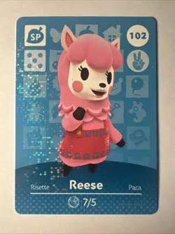 102 Reese Amiibo Card 102 Series 2 Animal Crossing Nintendo Switch NA Region - Image 1