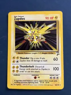 Pokemon TCG Zapdos Holo Card Base Set 2 20/130 LP Condition Rare WOTC 1999 - Image 2