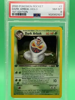 Pokemon TCG Team Rocket Dark Arbok 2/82 First Edition PSA 8 - Image 1