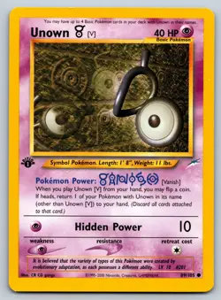 Unown [V] 89/105 Neo Destiny Common Pokemon NM 1st Edition - Image 1
