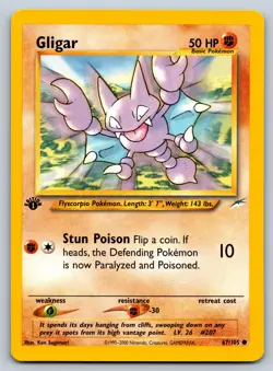 Gligar 67/105 Neo Destiny Common Pokemon NM 1st Edition - Image 1