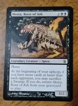 X2 Akuta, Born of Ash Saviors of Kamigawa MtG Magic Black Rare Card Cards NM - Image 2