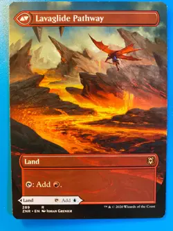MTG 1x BORDERLESS Riverglade Pathway Lavaglide 289 Zendikar Rising Magic x1 NM - Image 2