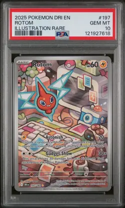 2025 POKEMON DRI EN-DESTINED RIVALS ILLUSTRATION RARE #197 ROTOM PSA 10 - Image 1