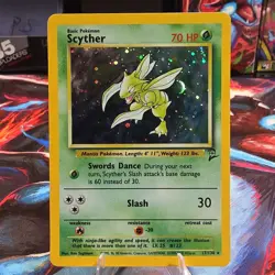 Pokemon Scyther 017/130 Base Set 2 Holo Rare 70 HP Basic Card **Super Clean** - Image 1